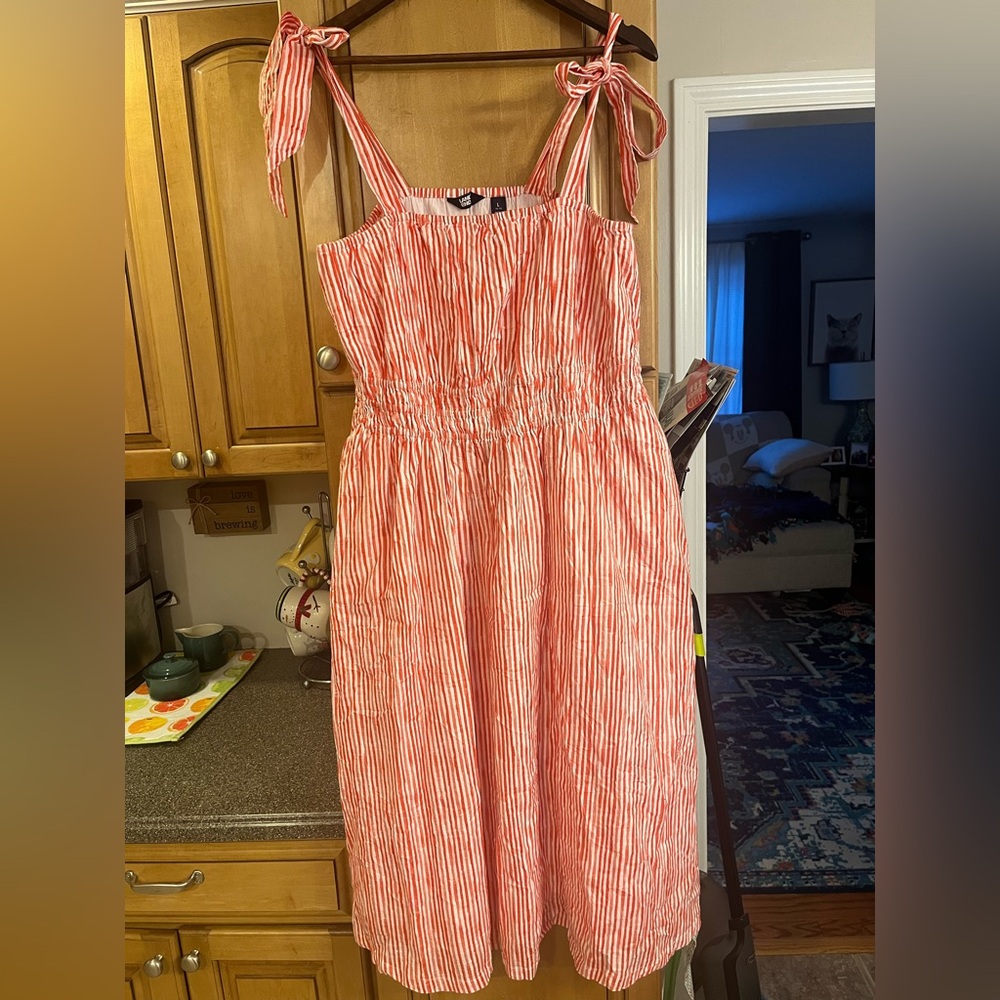 Lands' End Red and White Striped Sundress